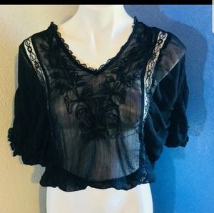 Black Sheer Boho Blouse By Rebellion Small